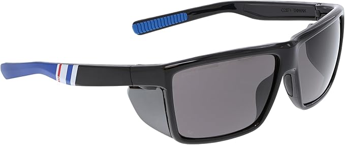 MCR Safety SR232AF Swagger SR2 Series Safety Glasses with Thermo Plastic Rubber Nose Pads and Detachable Side Shields, Black/Blue Frame, UV-AF Gray Lens