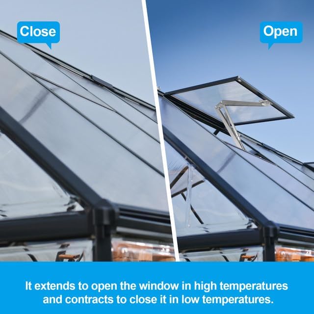 Greenhouse Vent Automatic Opener Auto Roof Vent Opener Greenhouse Window Opener Solar Heat Sensitive Auto Vent Kit for Ventilation Greenhouse Accessories Gardening Tools 1PC