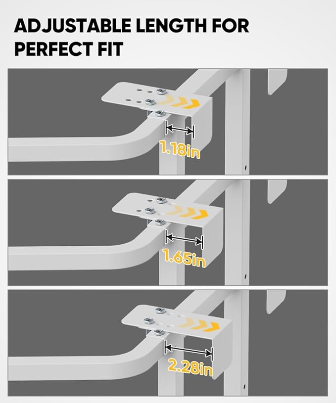 Ladder Stabilizer, Adjustable Heavy Duty Ladder Standoff with Pins & Sheet for Wing Span/Wall Extended Accessory, Ladders Roof Stabilizer with Non-Slip Rubber Pads for Roof Gutter Guard, White