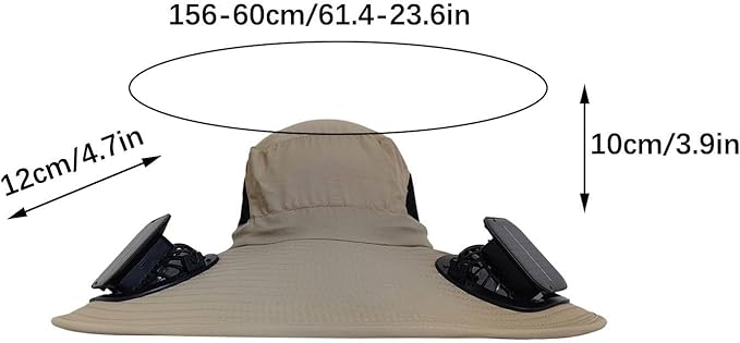 Solar Fan Hats for Men Removable Wide Brim Sun Hat Outdoor Hats with 2 Fans Built in Sun Protection Fishing Hat