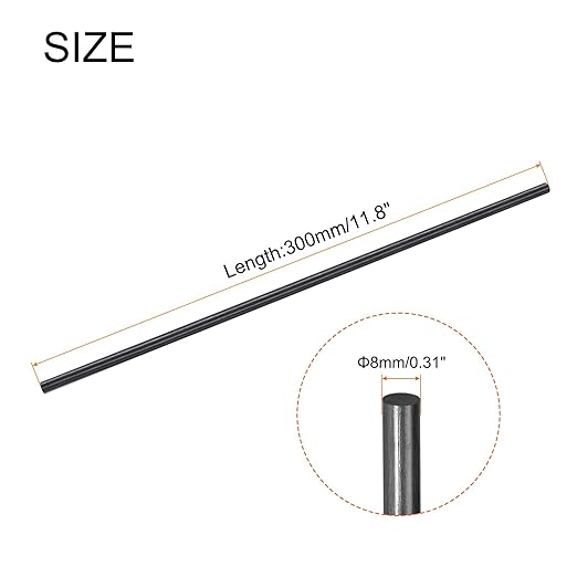 MECCANIXITY Carbon Fiber Rod, 8mm x 300mm Carbon Rod Bar for RC Airplane DIY Craft Kite Wing Tube Quadcopter Arm Repair Pack of 2