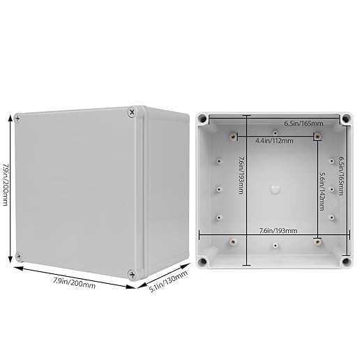 Junction Box，7.9"x 7.9"x 5.1" Outdoor Electrical Box with Mounting Plate, IP67 Dustproof Waterproof ABS Plastic Project Box, DIY Electrical Enclosure Gray (200x 200x 130 mm)