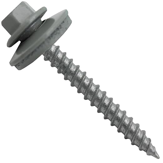 Metal Roofing Screws: (250) 12 x 2 Light Gray Hex Sheet Metal Roof Screw. Sharp Point Metal to Wood siding Screws. 5/8" EPDM Washer