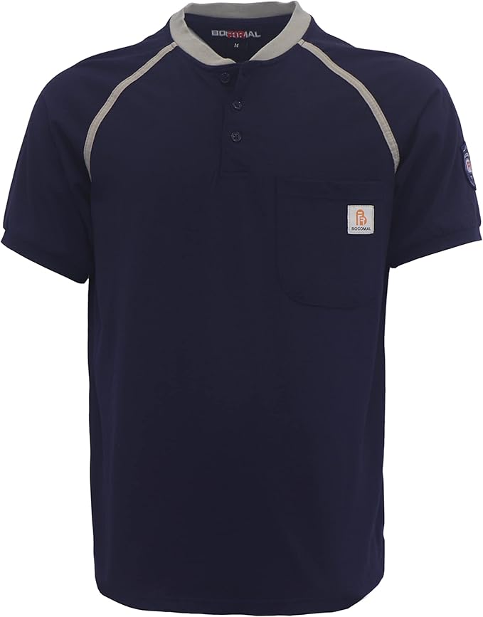 BOCOMAL FR Shirts 5.5oz Light Weight Henley and Short Sleeve Flame Resistant/Fire Retardant Clothing Shirt