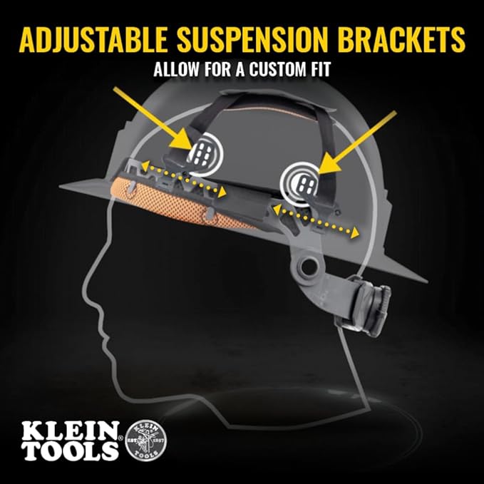 Klein Tools 60911 Hard Hat, Vented, Full Brim Style, Padded, Self-Wicking Odor-Resistant Sweatband, High Visibility Lime