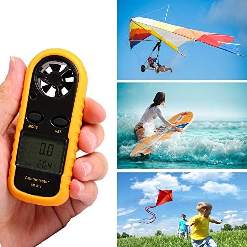 Anemometer Handheld, Lightweight air Velocity Measurement Thermometer, Digital LCD Backlight Anemometer, Suitable for Weather, Windsurfing, Kite, Sailing, Surfing, Fishing