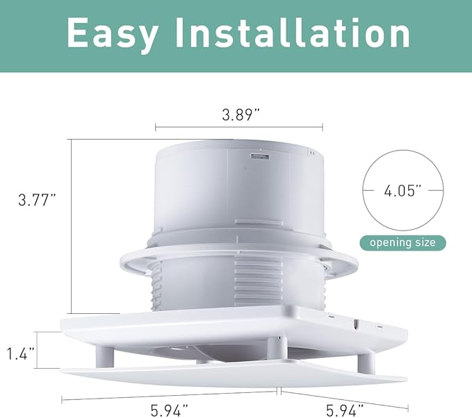 Bathroom Exhaust Automatic Fan for Wall and WIndow,Super Quiet 4 In Bathroom Motion Sensor and Delay Time Exhaust Fan with O Ring White 80 CFM Vent Fan