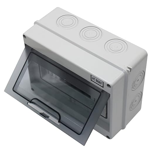 Distribution Protection Box with DIN Rail IP65 ABS Transparent Clear Cover Power mcb Distribution Box for Circuit Breaker Indoor on The Wall 8 Way