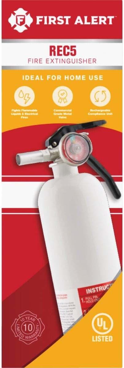 First Alert REC5 Recreation Fire Extinguisher, UL Rated 5-B:C, White, 1-Pack