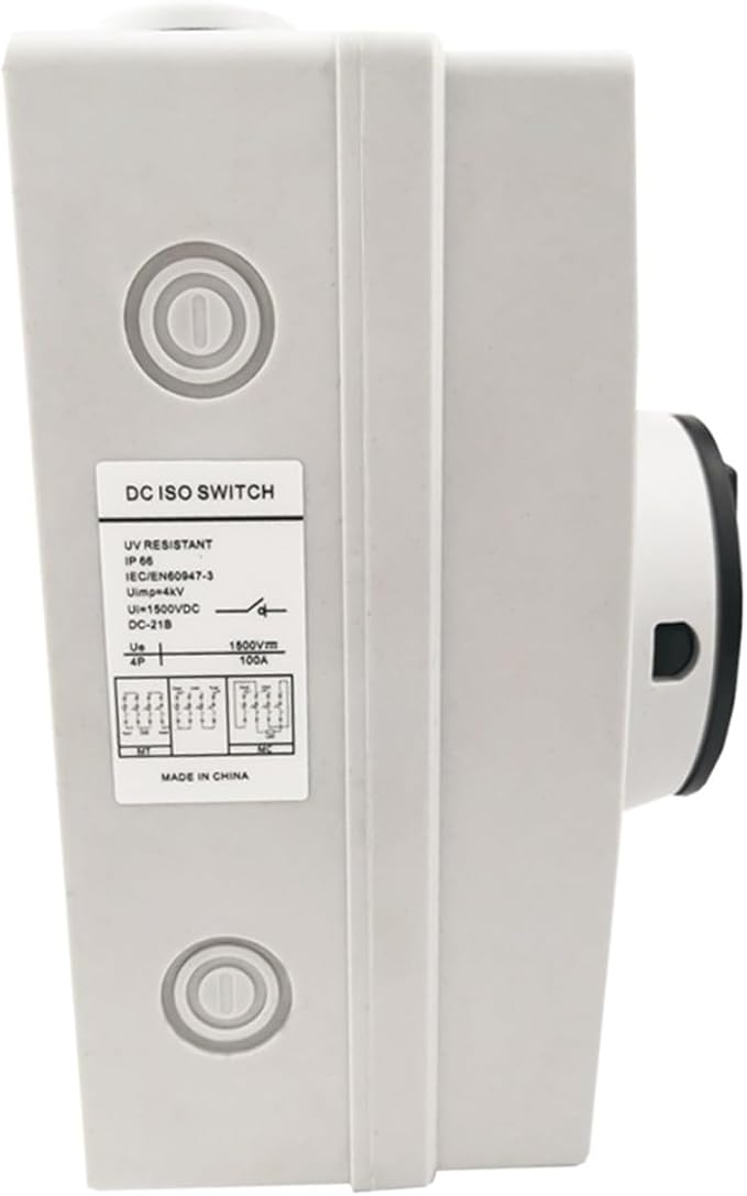 IP66 Outdoor 1500V 32A 63A 80A 100A 4P Solar PV DC Isolator disconnector Switch (Size : 4P, Color : 100A_1000V)