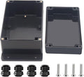 Project Box ABS Black Electrical Boxes IP67 Outdoor Waterproof Junction Box Electronic with Mounting Ears Includes Cable Glands for DIY Project 6.3 x 4.3 x 3.5 inch (160x110x90mm)