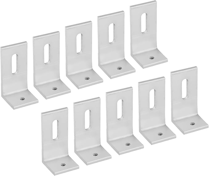 1/4/10Pcs Aluminum Alloy Solar Panel Mounting L Brackets, 90 Degree Angle PV Connection Angle For RV Boat Off Grid Roof, Photovoltaic Solar Panel Mount L Bracket(10pcs)