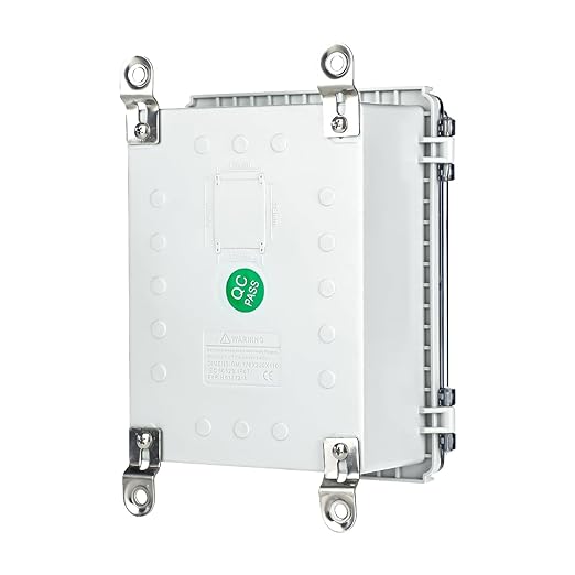Waterproof Outdoor Project ABS Plastic Junction Box，IP67 Waterproof Clear Enclosure Boxes for Outdoor Garden with Hinged Cover, Mounting Plate, Wall Brackets, Cable Glands (Clear, 5.9"x5.9"x3.5")