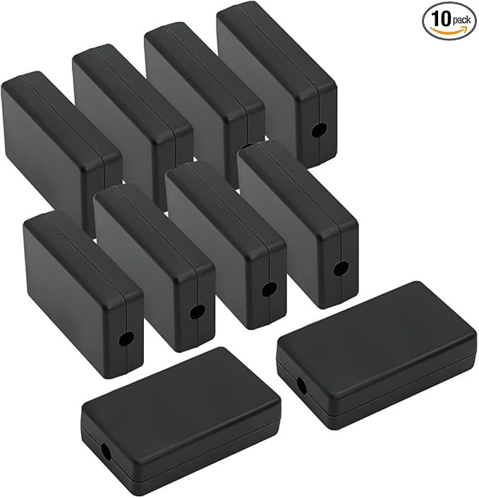 LeMotech Project Box 10 Pieces ABS Plastic Electrical Project Case Small Junction Box for Electronics Black 2.4 x 1.4 x 0.7 inch (60 x 36 x 17 mm)