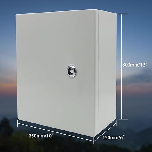 Metal Junction Box - Waterproof & Dustproof Electrical Junction Box,12 * 10 * 6 Inch Waterproof Metal Lock Box for Indoor & Outdoor Electrical Enclosure(300 * 250 * 150mm)