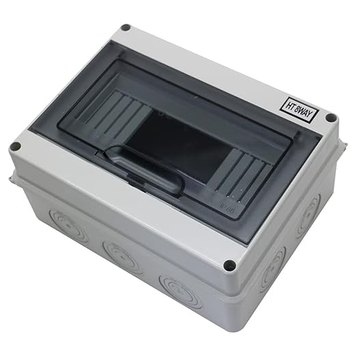 Distribution Protection Box with DIN Rail IP65 ABS Transparent Clear Cover Power mcb Distribution Box for Circuit Breaker Indoor on The Wall 8 Way