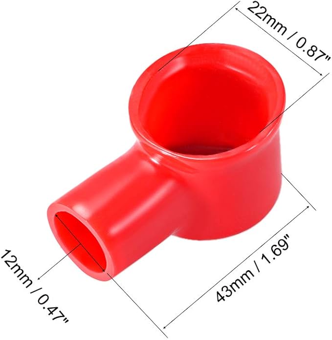 uxcell Battery Terminal Insulating Rubber Protector Covers for 22mm Terminal 12mm Cable Red Black 2 Pairs