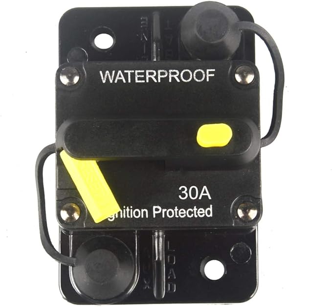 30 Amp Circuit Breaker DC 12V -48V Waterproof 30A-300A Manual Reset Fuse Inverter for Trolling Motor Auto Car RV Marine Boat Current Overload Protection (30A)