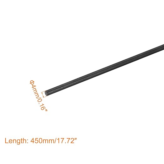 MECCANIXITY Carbon Fiber Rod, 4mm x 450mm for RC Plane DIY Tool Wing Tube Quadcopter Arm, Pack of 2