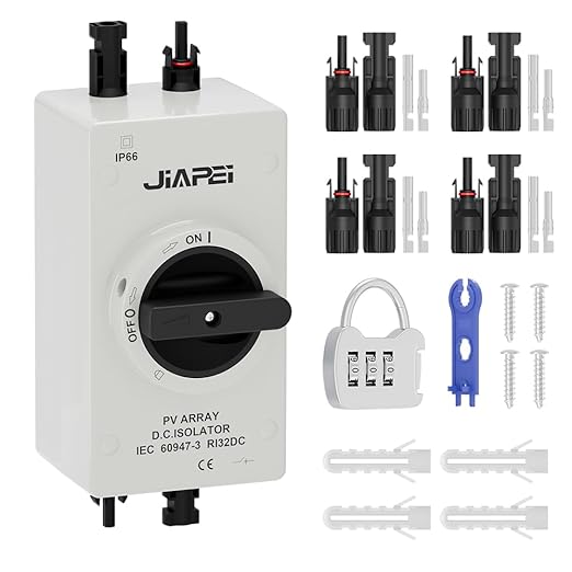 Isolator Switch, Solar Disconnect Switch, 32 Amp DC1200V, with IP66 Waterproof Enclosure, for Rooftop Solar Systems, RVs and Boats