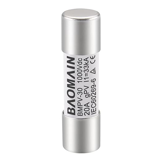 Baomain 10-Pack gPV Solar PV Fuse 20A 1000V DC, 10x38mm, 33kA Breaking Capacity, CE Listed for Photovoltaic Systems, Combiner Boxes (20 Amp.)