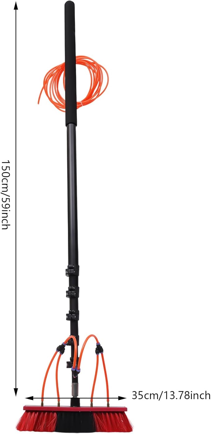24FT Water Fed Pole Kit, Water Fed Cleaning System with Length Water Fed Brush, Adjustable Solar Panel Cleaning Kit Cleaner Tool for Window Glass Roof Outdoor Glass Brush Window Washing Equipment