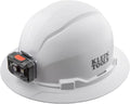 Klein Tools 60406RL Hard Hat, Rechargeable Headlamp, Non-Vented, Full Brim Style, Padded Self-Wicking Odor-Resistant Sweatband, Tested up to 20kV, White
