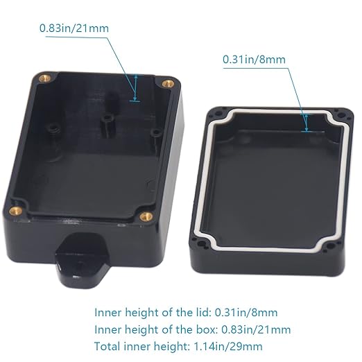Zulkit Junction Box ABS Plastic Dustproof Waterproof IP65 Universal Electrical Boxes Project Enclosure with Fixed Ear Black 3.27 x 2.28 x 1.30 Inch (83 x 58 x 33 mm)(Pack of 2)