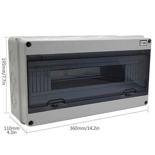18 Din Rail Power Distribution Box Circuit Breaker Protector Cover Electrical Distribution Boxes Lid Gray with Terminal and DIN Rail for Miniature Circuit Breaker
