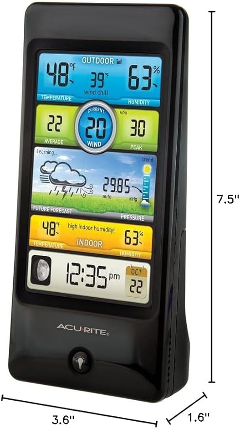 AcuRite Notos (3-in-1) 01604M Pro Color Digital Weather Station with Wind Speed, Temperature and Humidity