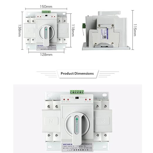 220V 2P 63A Dual Power Automatic Transfer Switch Generator Changeover Switch Mini ATS PV RV Transfer Switch 50HZ/60HZ