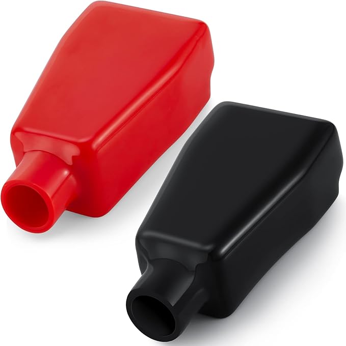 2 Pieces Battery Terminal Covers Battery Terminal Insulating Protector Positive and Negative Cable Covers in Red and Black for Boat Cars