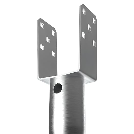 VEVOR Ground Screw, No Dig Ground Anchor 4 Pack 3.94 x 2.76 x 27.56 in DIY Screw in Stake, Includes 6 Lag Bolts & a Rebar, U-Shape Heavy Duty Steel Post Holder, Great for Mailbox and Fence Posts