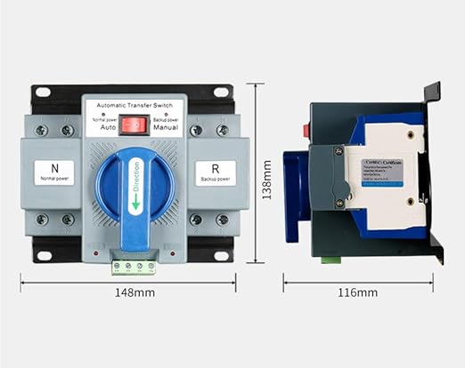 JONASC AC110V 63A 2P Automatic Transfer Switch Solar ATS Generator Dual Power Changeover Switch 50Hz/60Hz