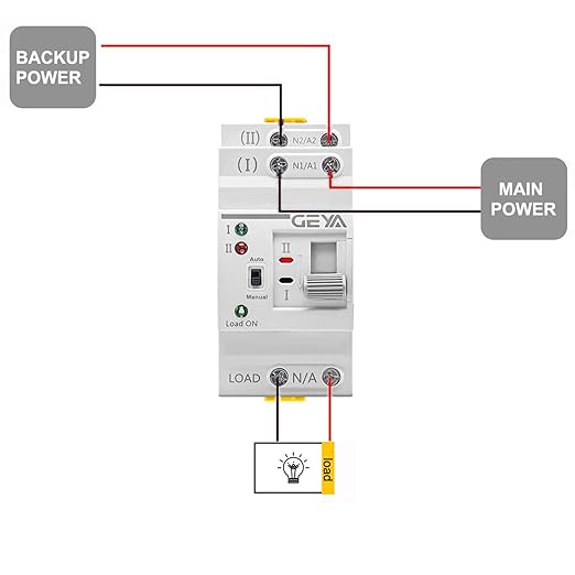 GEYA Mini ATS Dual Power Automatic Transfer Switch Electrical Selector Switches Uninterrupted Power Din Rail(2Pole-63A-AC110V)