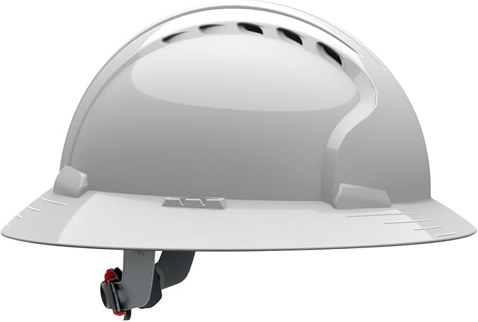280-EV6161-10V Full Brim Hard Hat with HDPE Shell, 6-Point Polyester Suspension and Wheel Ratchet Adjustment Vented, White