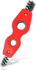 4-in-1 Car Battery Terminal Cleaning Brush- 1/2" & 3/4" Inner & Outer Thread Copper Tubing Pipes Brush- Rustproof Machine Parts Cleaner Tool for Plumbing Installation Soldering Brazing (Red)