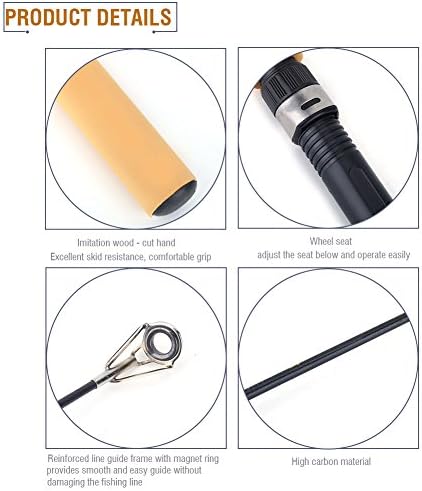 Telescopic Fishing Rod, 12 Inch Portable Carbon Fiber Ice Fishing Rod with Anti-Slip Handle, Retractable Pole for Jigging