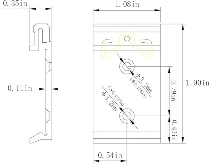 1.08" Width DIN Rail Mounting Clip, Universal Aluminum Alloy Bracket, Snap-in Fixed Clamp for 35mm Slotted DIN Rail, 4-Pack