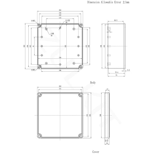 Zulkit Junction Box ABS Plastic Dustproof Waterproof IP67 Junction Boxes Universal Electrical Project Enclosure DIY Electronic Project Box Grey 7.87 x 7.87 x 3.74 inch (200 x 200 x 95 mm)