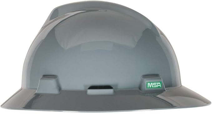 MSA V-Gard Full-Brim Hard Hat with Suspension - Polyethylene Shell, Superior Impact Protection and Self Adjusting Crown Straps - Standard Size Hard Hat