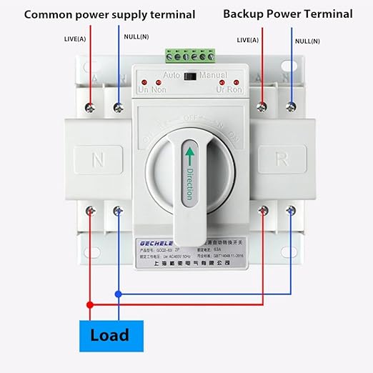 220V 2P 63A Dual Power Automatic Transfer Switch Generator Changeover Switch Mini ATS PV RV Transfer Switch 50HZ/60HZ