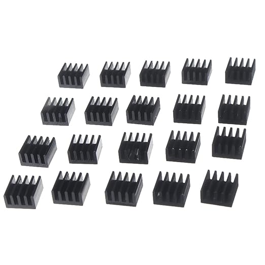 20PCS Black Aluminum Heat Sink with Thermal Conductive Adhesive Tape, 9×9×5mm Heatsink Cooler for Cooling VRM GPU Stepper Driver MOSFET VRam Regulators