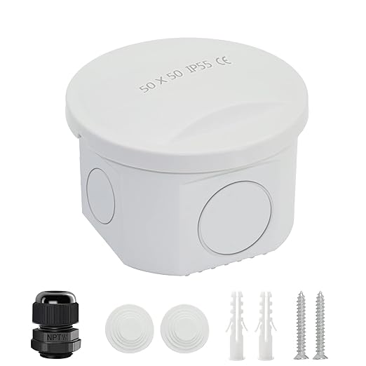 LeMotech Junction Box, Electrical Box IP55 Water Resistant Dustproof ABS Plastic Project Enclosure for Electronics White, External Size D2.9 x H1.7 inch