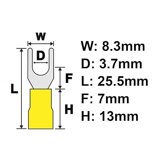 PAPUGA 1000PCS 12-10 AWG (4-6 mm2) #6 / M3.5 Insulated Fork Spade Crimp Connector, 600V 48A, CE RoHS Industrial Terminal High Current Connector, Electrical Repair