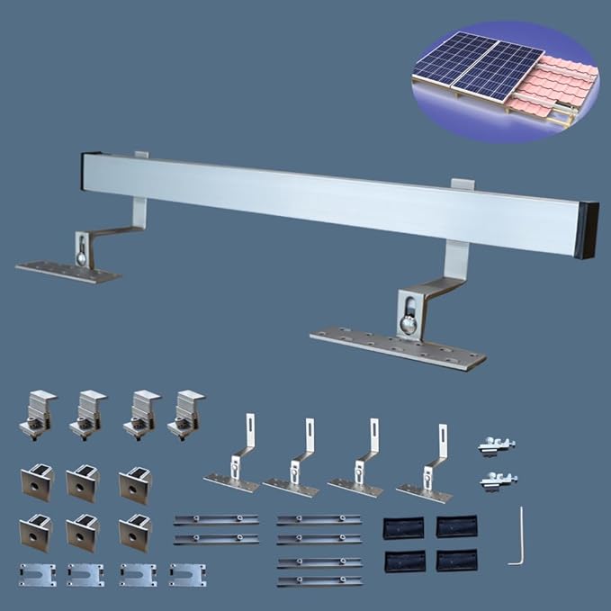 Solar Panel Mounting Bracket Kit System to Metal Roof Sloped or Flat Pitched Tile Shingle Roofs for 1-2pcs Solar Panels with End Cap