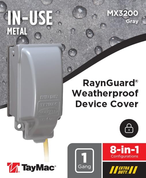 TayMac MX3200 RaynGuard Extra Duty Metal Weatherproof in-Use Cover,1-Gang,Gray,3.55 x 3.37 x 6.12 inches,(Pack of 4)
