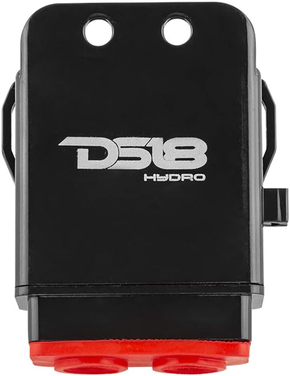 DS18 Hydro MFH4 - Marine Fuse Holder 4 AWG, Waterproof, Red Silicone Sheat, Included Brass Accessories