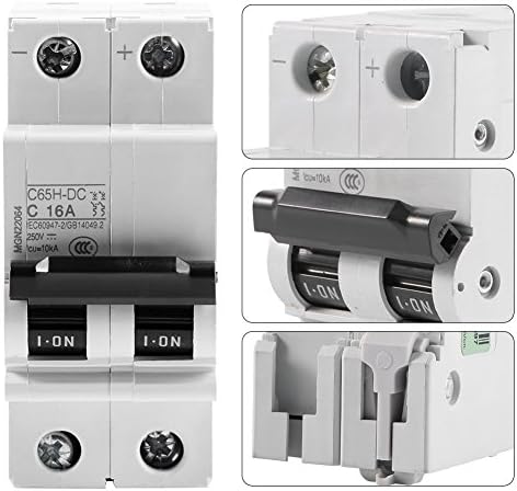 DC Circuit Breaker, Miniature Air Circuit Breaker, 1pc 250V DC 2P Low Voltage 16A/32A/63A, Solar Energy Switch Short Circuit (16A)