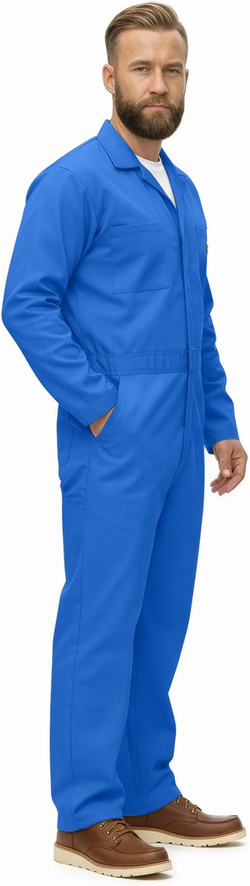 Natural Uniforms Mens Long Sleeve Zip Up Twill Coverall, Stain and Wrinkle Resistant
